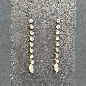 Claires Pierced Dangle Earrings Genuine Austrian Crystal Silver Ellipse Glam